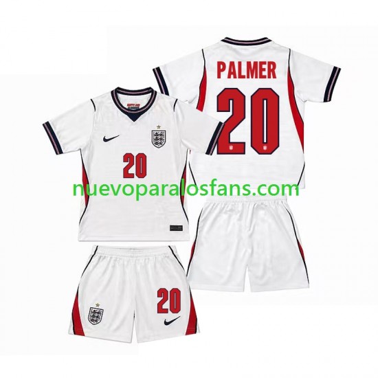 Camiseta de Fútbol Inglaterra Cole Palmer 20 Niño Casa Copa Mundial 2026 Manga Corta