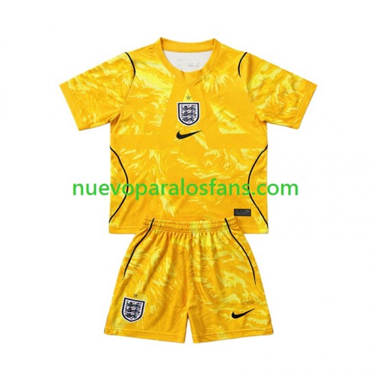 Camiseta de Fútbol Inglaterra Portero Niño Cuarto Copa Mundial 2026 Manga Corta