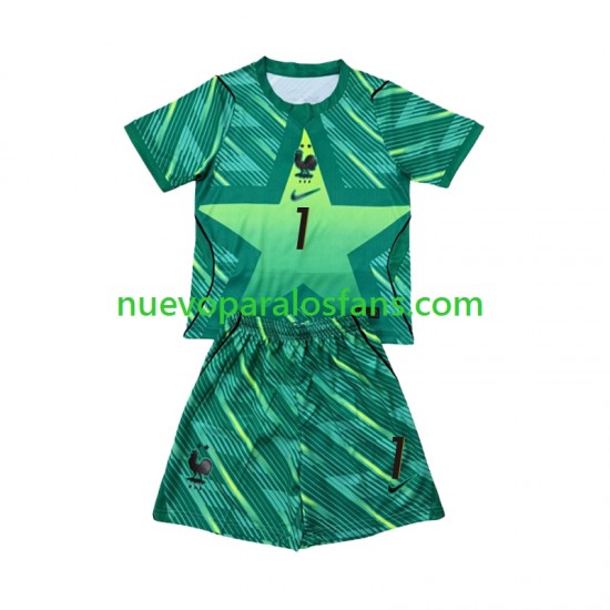 Camiseta de Fútbol Francia Brice Samba 1 Portero Niño Tercera Copa Mundial 2026 Manga Corta