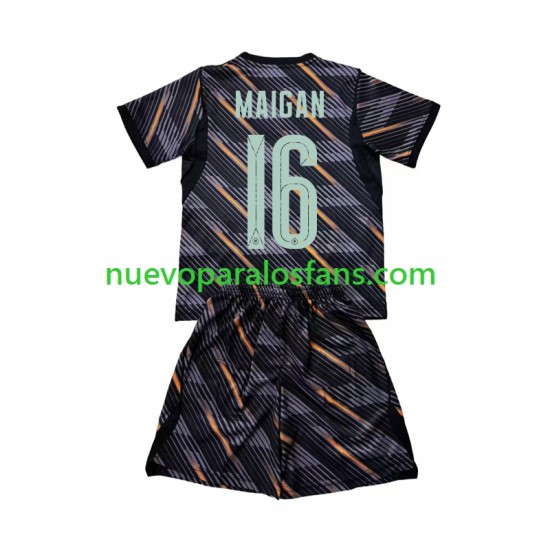 Camiseta de Fútbol Francia Mike Maignan 16 Portero Niño Casa Copa Mundial 2026 Manga Corta