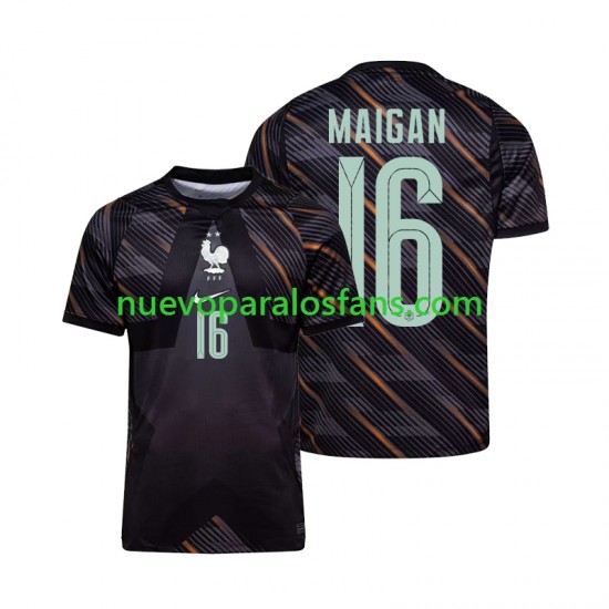 Camiseta de Fútbol Francia Mike Maignan 16 Portero Hombre Casa Copa Mundial 2026 Manga Corta