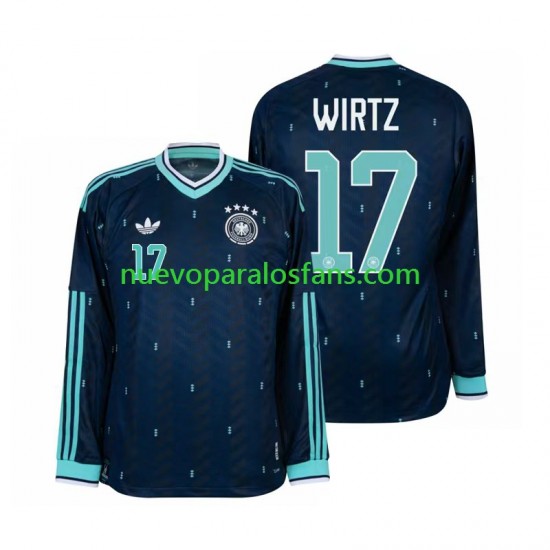 Camiseta de Fútbol Alemania Florian Wirtz 17 Hombre Exterior Copa Mundial 2026 Manga Larga