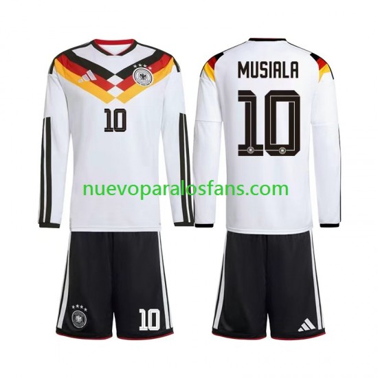 Camiseta de Fútbol Alemania Jamal Musiala 10 Niño Casa Copa Mundial 2026 Manga Larga