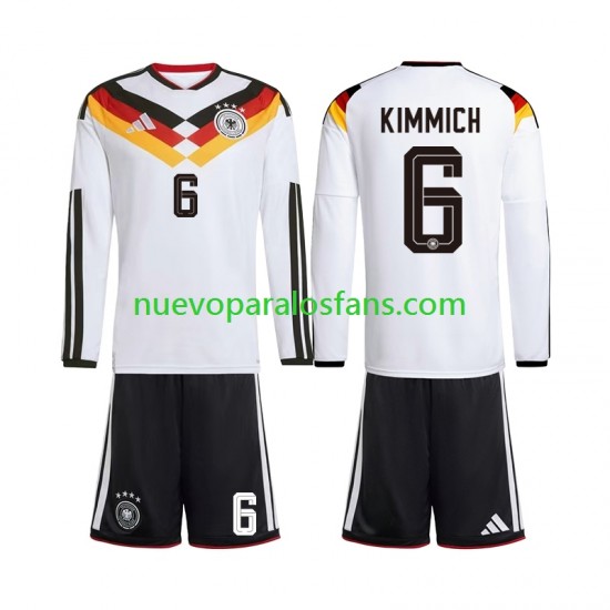 Camiseta de Fútbol Alemania Joshua Kimmich 6 Niño Casa Copa Mundial 2026 Manga Larga