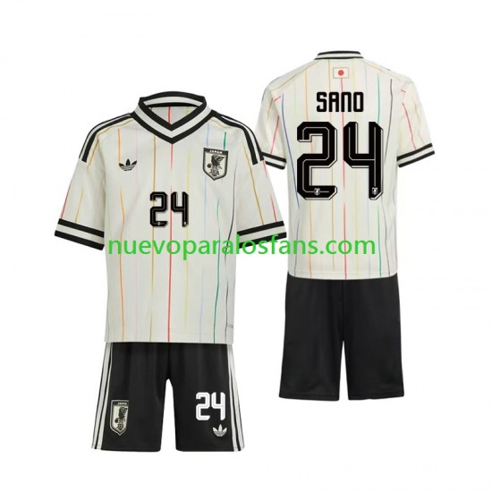 Camiseta de Fútbol Japón Kaishu Sano 24 Niño Exterior Copa Mundial 2026 Manga Corta