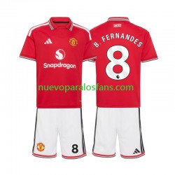 Camiseta de Fútbol Manchester United Bruno Fernandes 8 Niño Casa 2026-2027 Manga Corta