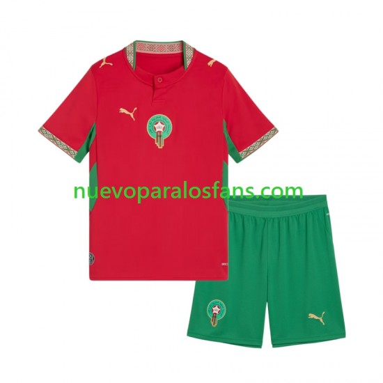 Camiseta de Fútbol Marruecos Niño Casa 2026 Manga Corta