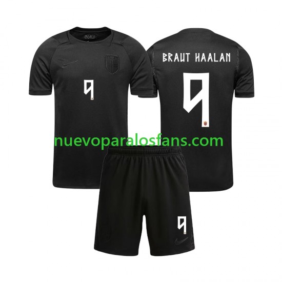 Camiseta de Fútbol Noruega Braut Haaland 9 Niño Exterior Copa Mundial 2026 Manga Corta