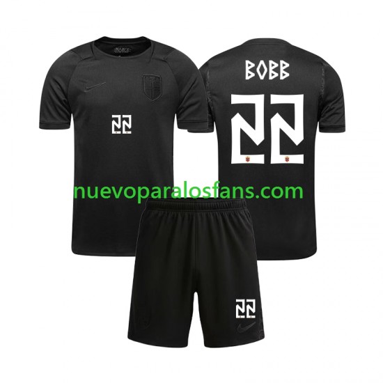 Camiseta de Fútbol Noruega Oscar Bobb 22 Niño Exterior Copa Mundial 2026 Manga Corta
