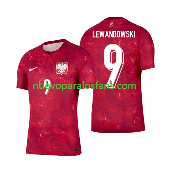 Camiseta de Fútbol Polonia Robert Lewandowski 9 Hombre Exterior 2026 Manga Corta