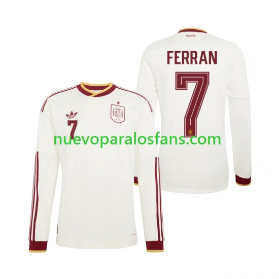 Camiseta de Fútbol España Ferran Torres 7 Hombre Exterior Copa Mundial 2026 Manga Larga