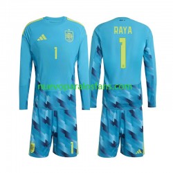 Camiseta de Fútbol España David Raya 1 Portero Niño Casa Copa Mundial 2026 Manga Larga