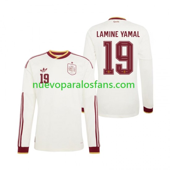 Camiseta de Fútbol España Lamine Yamal 19 Hombre Exterior Copa Mundial 2026 Manga Larga