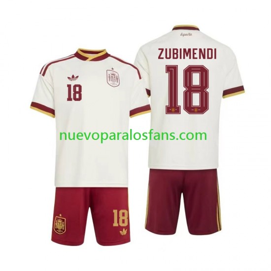 Camiseta de Fútbol España Martin Zubimendi 18 Niño Exterior Copa Mundial 2026 Manga Corta