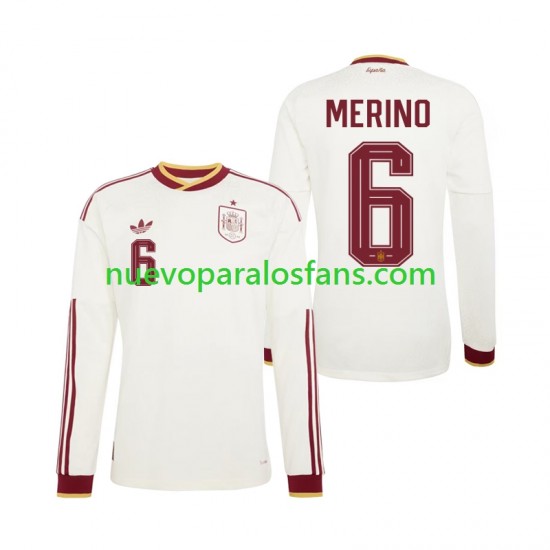 Camiseta de Fútbol España Mikel Merino 6 Hombre Exterior Copa Mundial 2026 Manga Larga