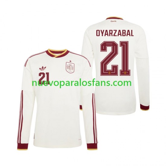 Camiseta de Fútbol España Mikel Oyarzabal 21 Hombre Exterior Copa Mundial 2026 Manga Larga