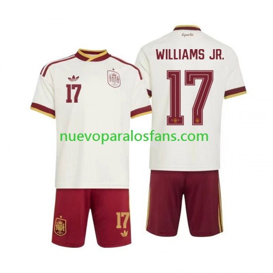 Camiseta de Fútbol España Nico Williams 17 Niño Exterior Copa Mundial 2026 Manga Corta