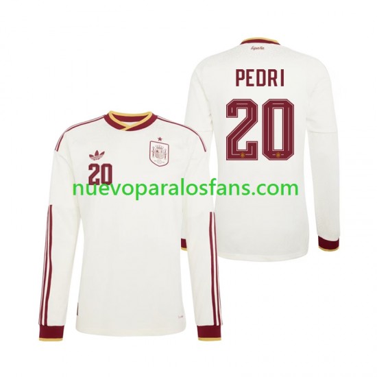 Camiseta de Fútbol España Pedri 20 Hombre Exterior Copa Mundial 2026 Manga Larga