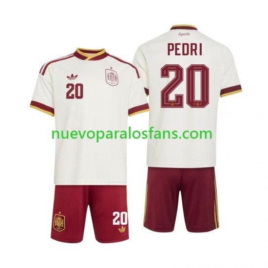 Camiseta de Fútbol España Pedri 20 Niño Exterior Copa Mundial 2026 Manga Corta
