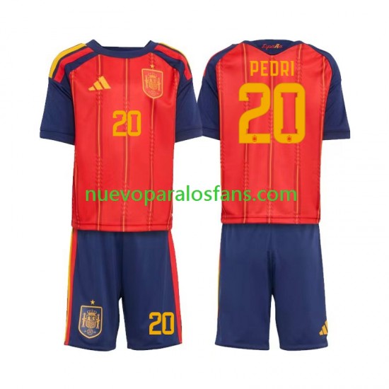 Camiseta de Fútbol España Pedri 20 Niño Casa Copa Mundial 2026 Manga Corta