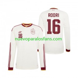 Camiseta de Fútbol España Rodri 16 Hombre Exterior Copa Mundial 2026 Manga Larga