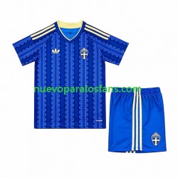 Camiseta de Fútbol Suecia Niño Exterior Copa Mundial 2026 Manga Corta
