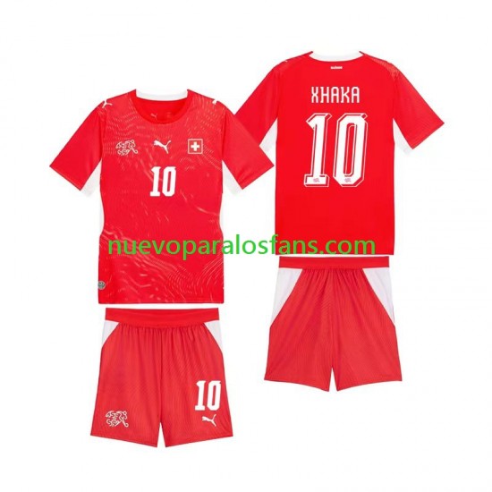 Camiseta de Fútbol Suiza Granit Xhaka 10 Niño Casa Copa Mundial 2026 Manga Corta