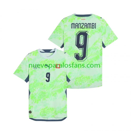 Camiseta de Fútbol Suiza Johan Manzambi 9 Hombre Exterior Copa Mundial 2026 Manga Corta