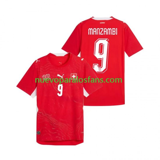 Camiseta de Fútbol Suiza Johan Manzambi 9 Hombre Casa Copa Mundial 2026 Manga Corta