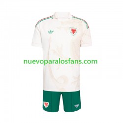Camiseta de Fútbol Gales Niño Exterior Copa Mundial 2026 Manga Corta