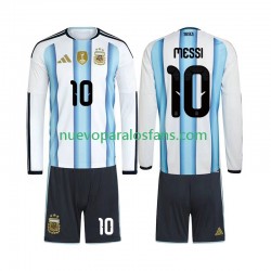 Camiseta de Fútbol Argentina Lionel Messi 10 Niño Casa Copa Mundial 2026 Manga Larga