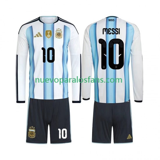Camiseta de Fútbol Argentina Lionel Messi 10 Niño Casa Copa Mundial 2026 Manga Larga