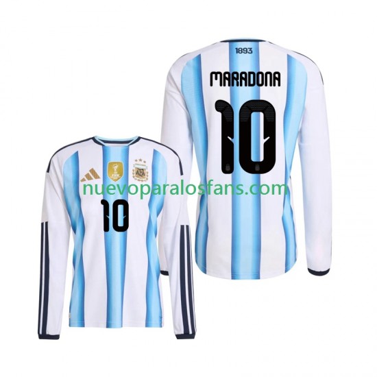 Camiseta de Fútbol Argentina Maradona 10 Hombre Casa Copa Mundial 2026 Manga Larga
