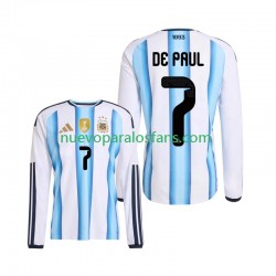 Camiseta de Fútbol Argentina Rodrigo De Paul 7 Hombre Casa Copa Mundial 2026 Manga Larga
