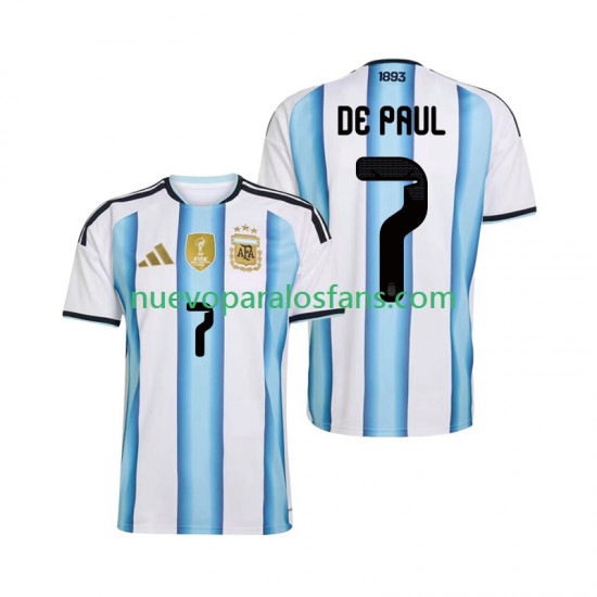 Camiseta de Fútbol Argentina Rodrigo De Paul 7 Hombre Casa Copa Mundial 2026 Manga Corta