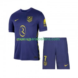 Camiseta de Fútbol Atlético Madrid Antoine Griezmann 7 Niño Exterior 2025-2026 Manga Corta