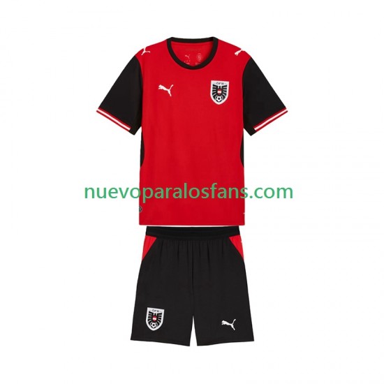 Camiseta de Fútbol Austria Niño Casa Copa Mundial 2026 Manga Corta