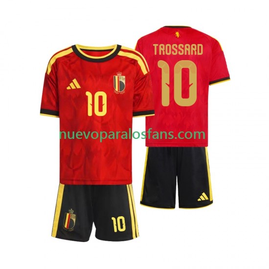 Camiseta de Fútbol Bélgica Leandro Trossard 10 Niño Casa Copa Mundial 2026 Manga Corta