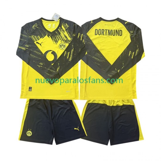Camiseta de Fútbol Borussia Dortmund Niño Casa 2025-2026 Manga Larga