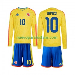Camiseta de Fútbol Colombia James Rodriguez 10 Niño Casa Copa Mundial 2026 Manga Larga