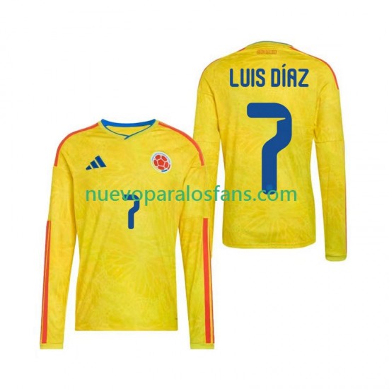 Camiseta de Fútbol Colombia Luis Diaz 7 Hombre Casa Copa Mundial 2026 Manga Larga
