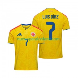 Camiseta de Fútbol Colombia Luis Diaz 7 Hombre Casa Copa Mundial 2026 Manga Corta