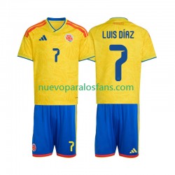 Camiseta de Fútbol Colombia Luis Diaz 7 Niño Casa Copa Mundial 2026 Manga Corta