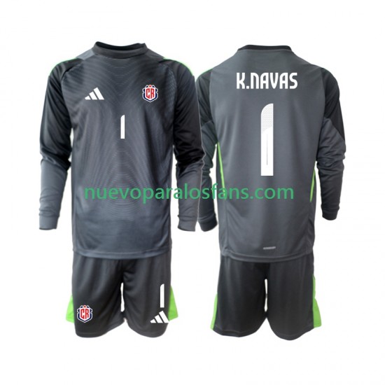 Camiseta de Fútbol Costa Rica Keylor Navas 1 Portero Niño Exterior 2025 Manga Larga