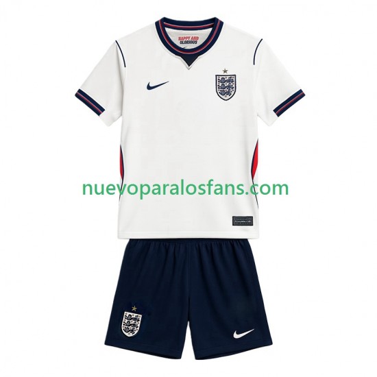 Camiseta de Fútbol Inglaterra Niño Casa Copa Mundial 2026 Manga Corta