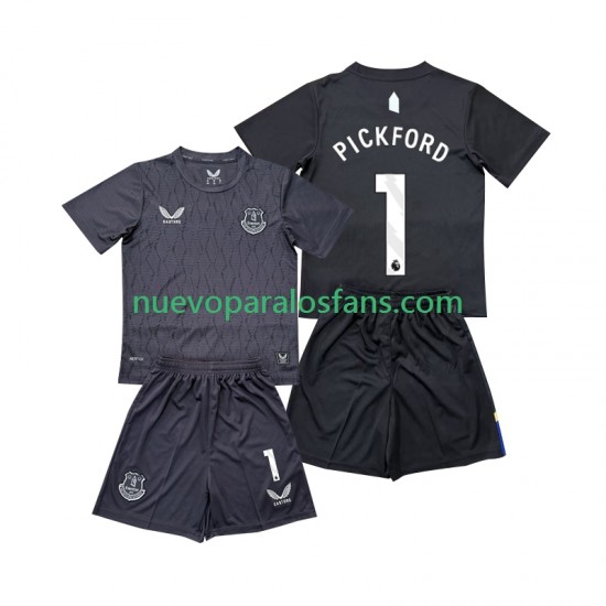 Camiseta de Fútbol Everton Pickford 1 Portero Niño Exterior 2025-2026 Manga Corta
