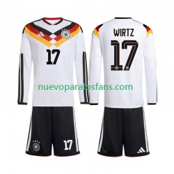 Camiseta de Fútbol Alemania Florian Wirtz 17 Niño Casa Copa Mundial 2026 Manga Larga