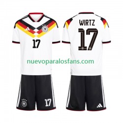 Camiseta de Fútbol Alemania Florian Wirtz 17 Niño Casa Copa Mundial 2026 Manga Corta