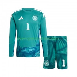 Camiseta de Fútbol Alemania Manuel Neuer 1 Portero Niño Casa Copa Mundial 2026 Manga Larga
