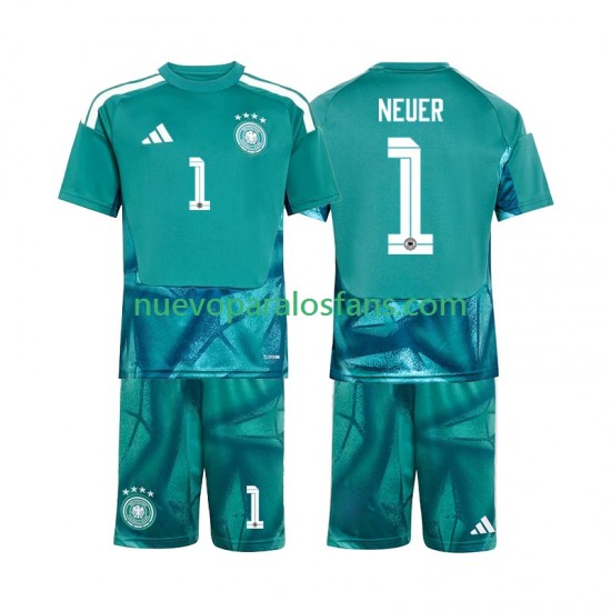 Camiseta de Fútbol Alemania Manuel Neuer 1 Portero Niño Casa Copa Mundial 2026 Manga Corta